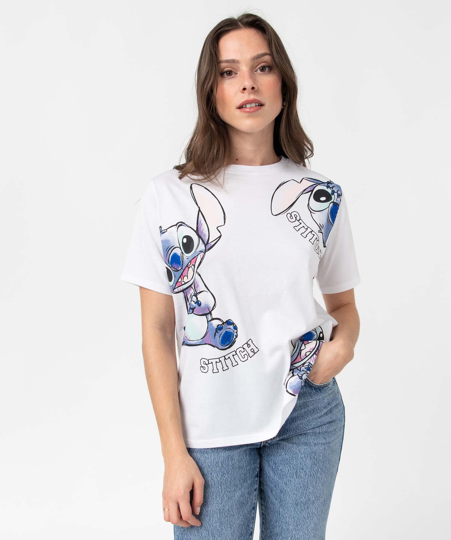Tee-shirt femme avec motifs Stitch - DS blanc | GEMO