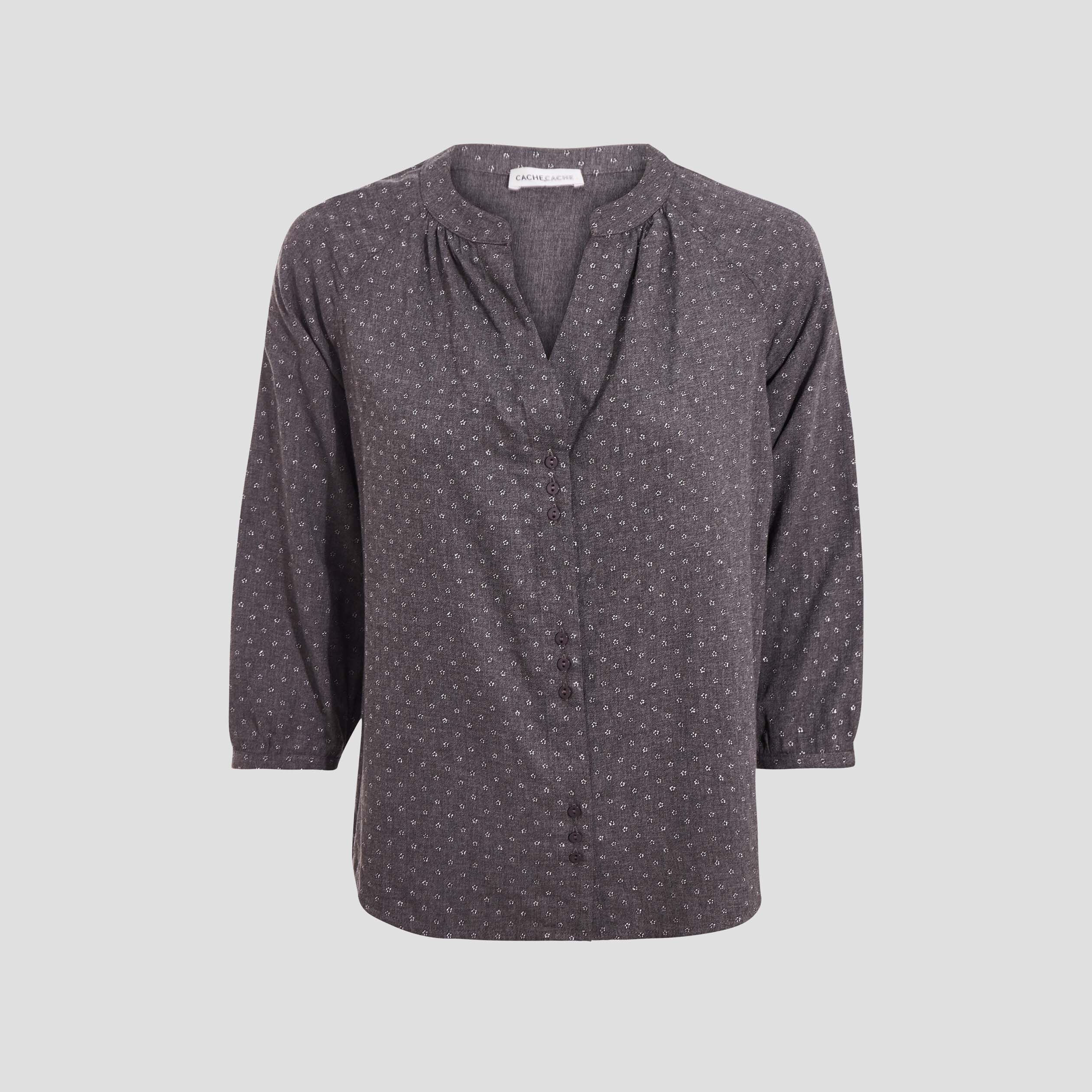 Blouse manches 3/4 gris foncé femme | Cache Cache