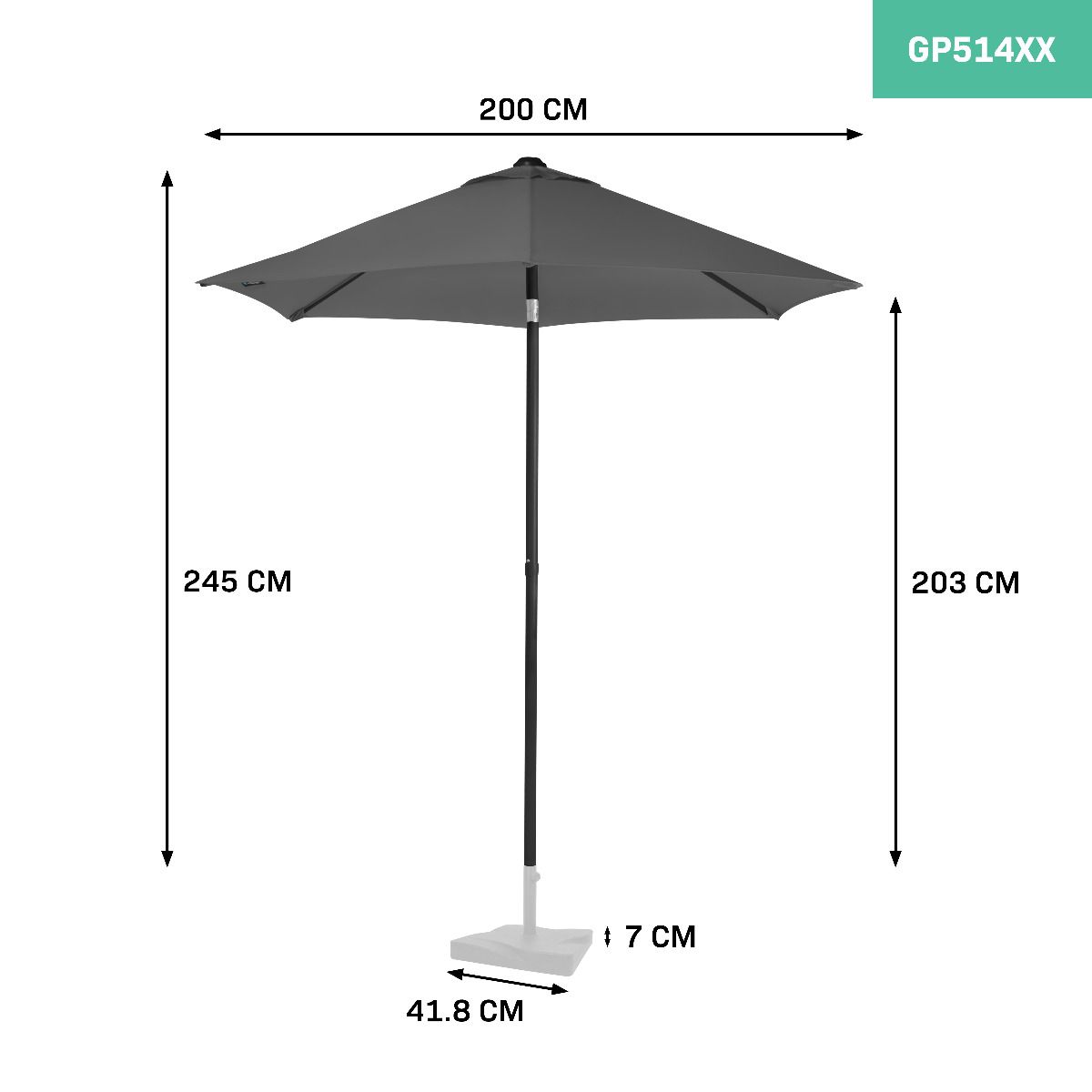 VONROC Torbole Ø 200 cm Premium Sonnenschirm