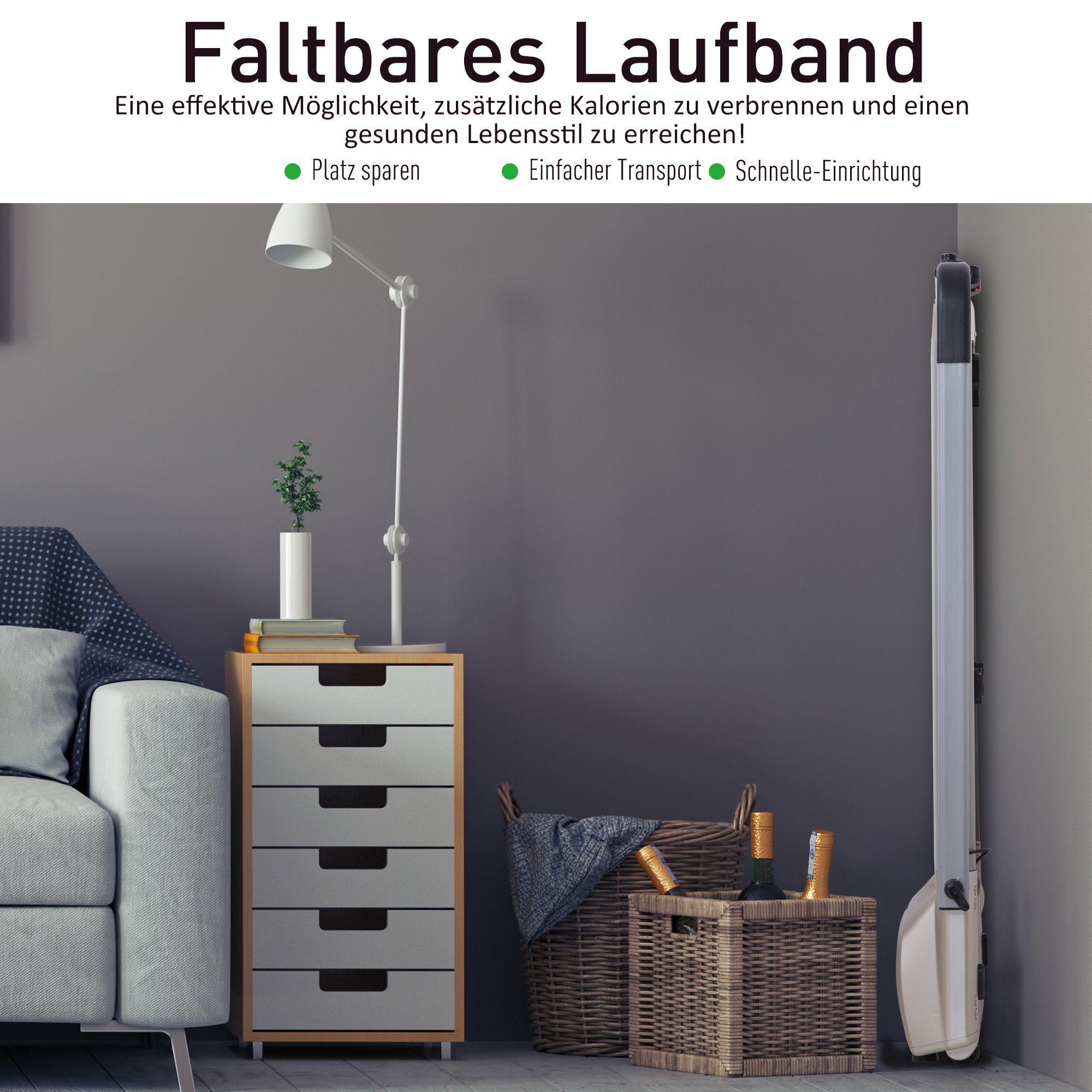 HOMCOM Laufband Laufband mit LCD Display