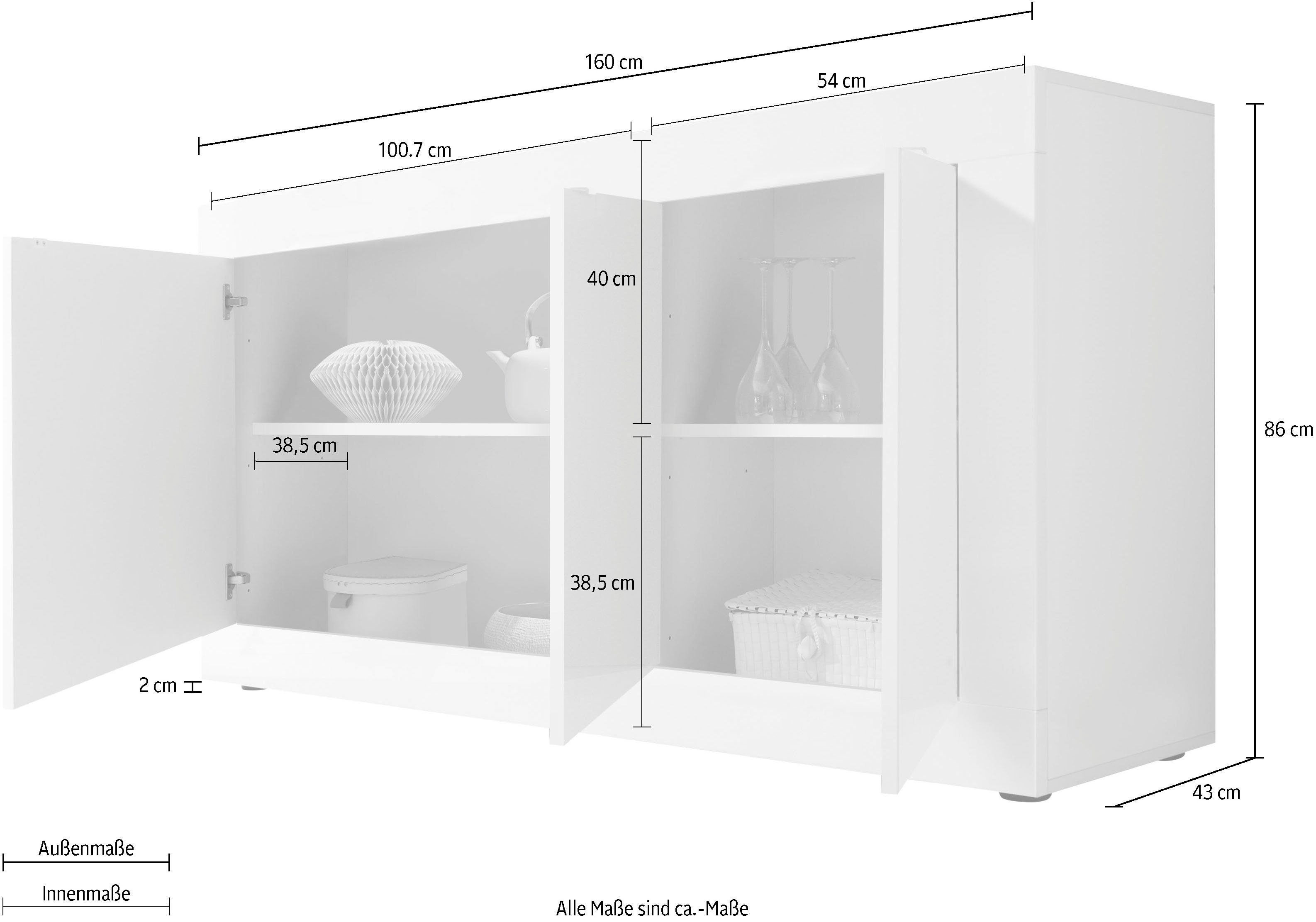 LC Sideboard Basic, Breite 160 cm