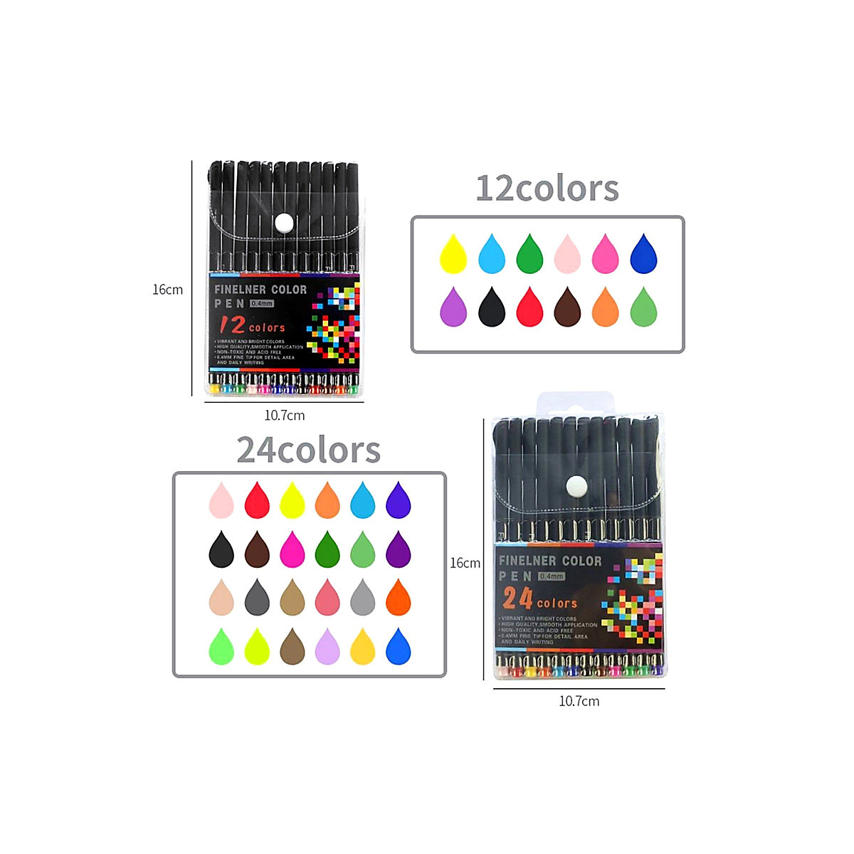 Kunst-spezielles Aquarell-Pinselset für Kinder Wasserbasiertes Fasernadel-Röhrchen-Farbhakenstift-Set Briefpapier