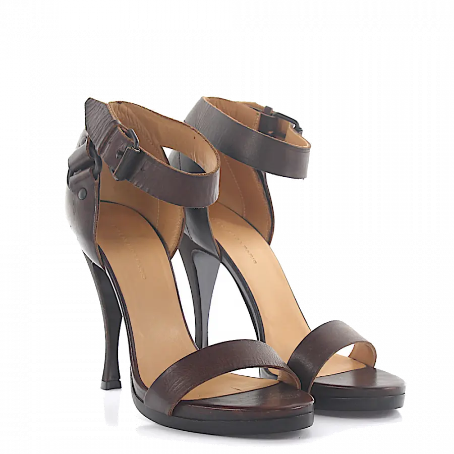 Balenciaga - Plateausandalen Glattleder Kalbsleder Zierriemen braun - braun