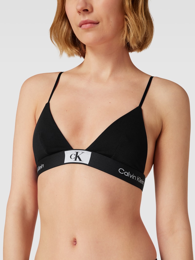 Bralette mit elastischem Logo-Bund in schwarz