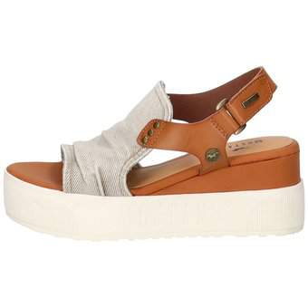 Mustang Keilsandale in beige