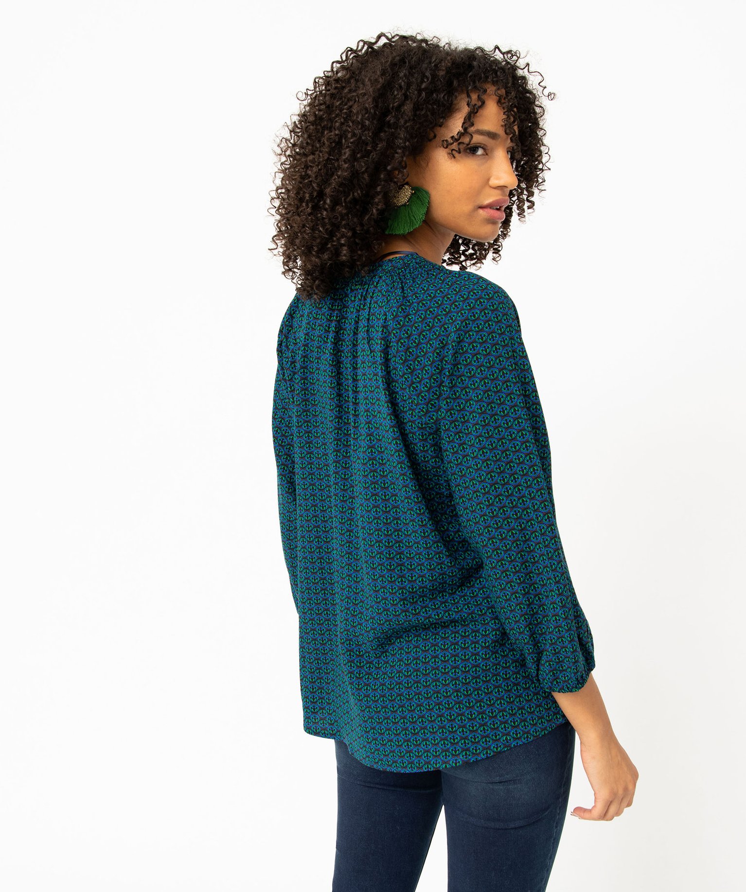Blouse fluide imprimée à manches 3/4 femme divers | GEMO