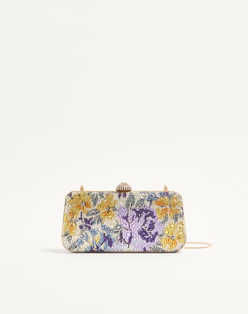 Valentino Garavani Carry Secrets Minaudiere med blomstermotiv af rhinsten