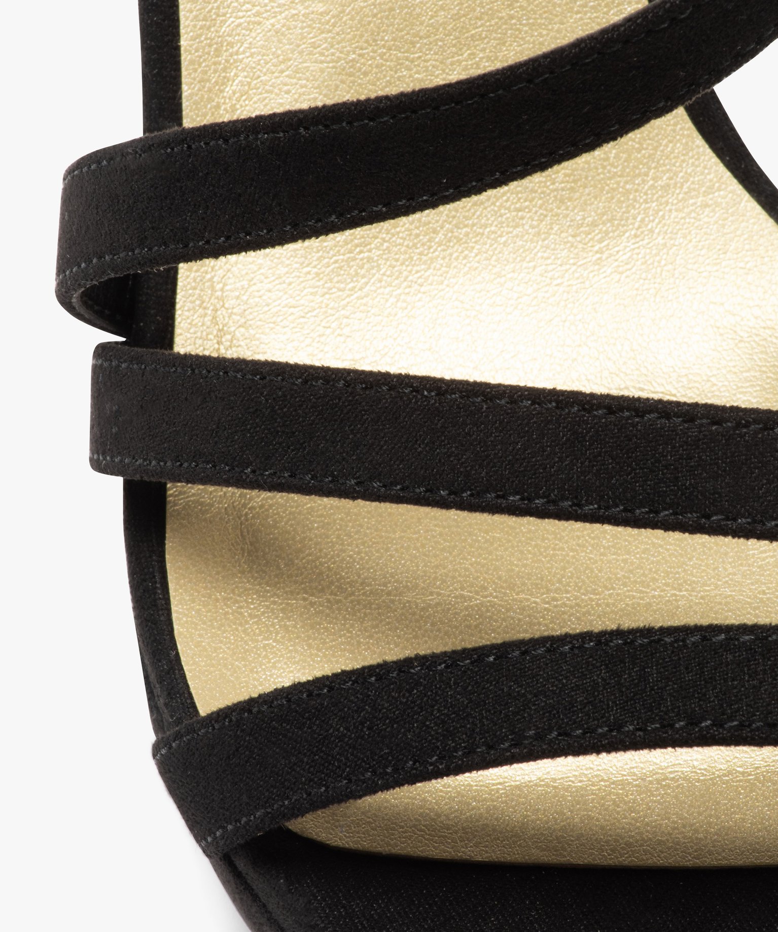 Sandales femme à talon haut en suédine avec brides noir | GEMO