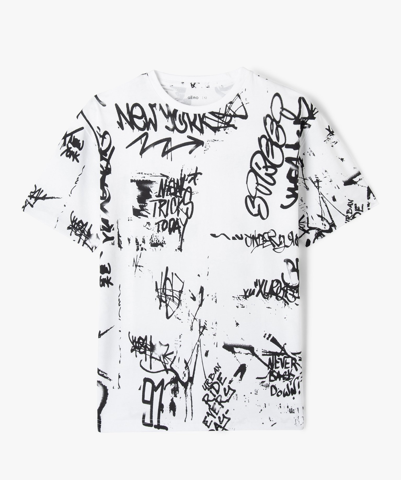 Tee-shirt à manches courtes avec inscription streetwear gar... blanc | GEMO