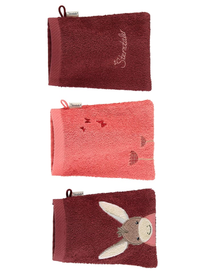 Sterntaler Waschhandschuhe 3er-Pack ESEL Emmily in hellrot günstig kaufen onesize