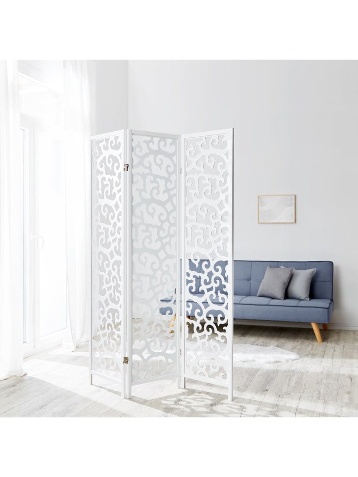 Homestyle4u 3-tlg. Paravent in Weiß 130x175 günstig kaufen onesize