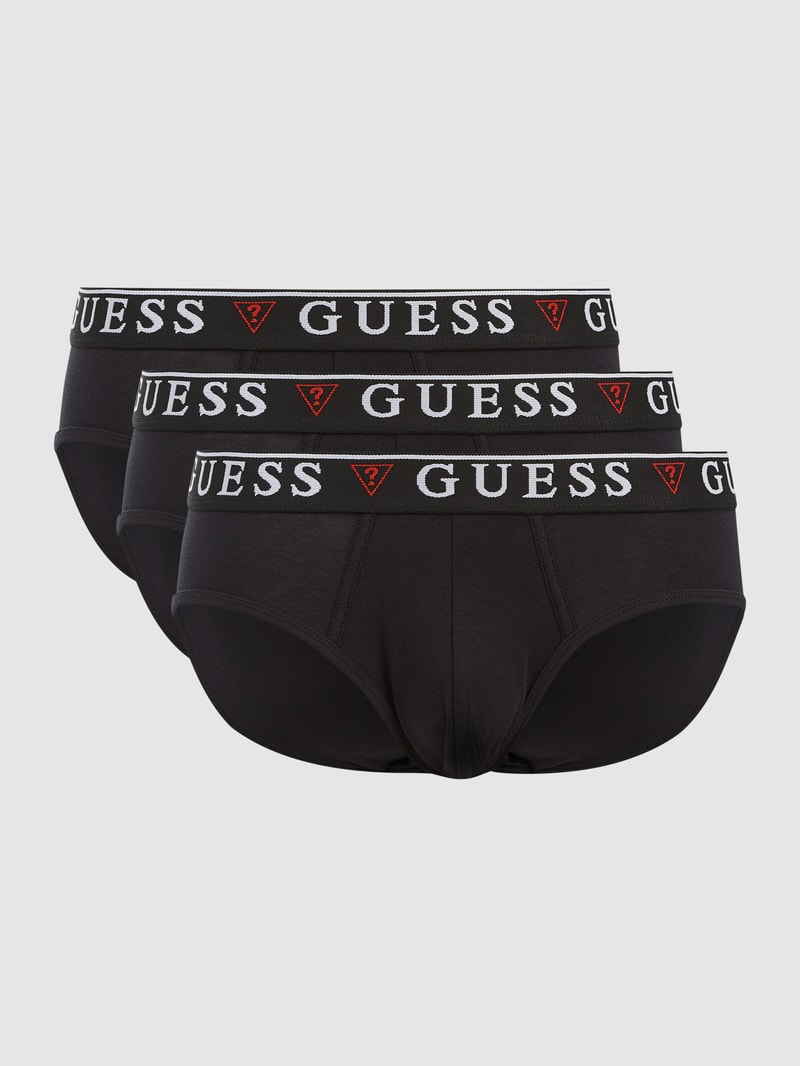 Slip mit elastischem Logo-Bund im 3er-Pack in schwarz