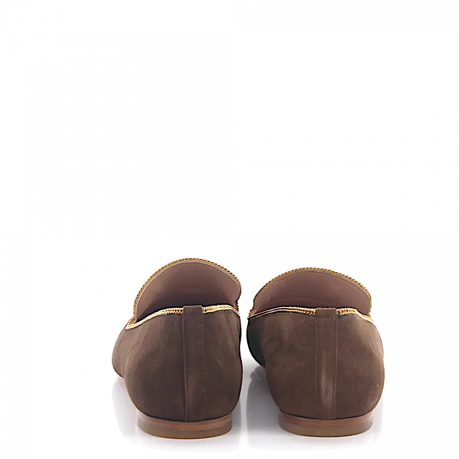 Unützer - Slipper Kalbsleder Veloursleder Zierkette braun - braun