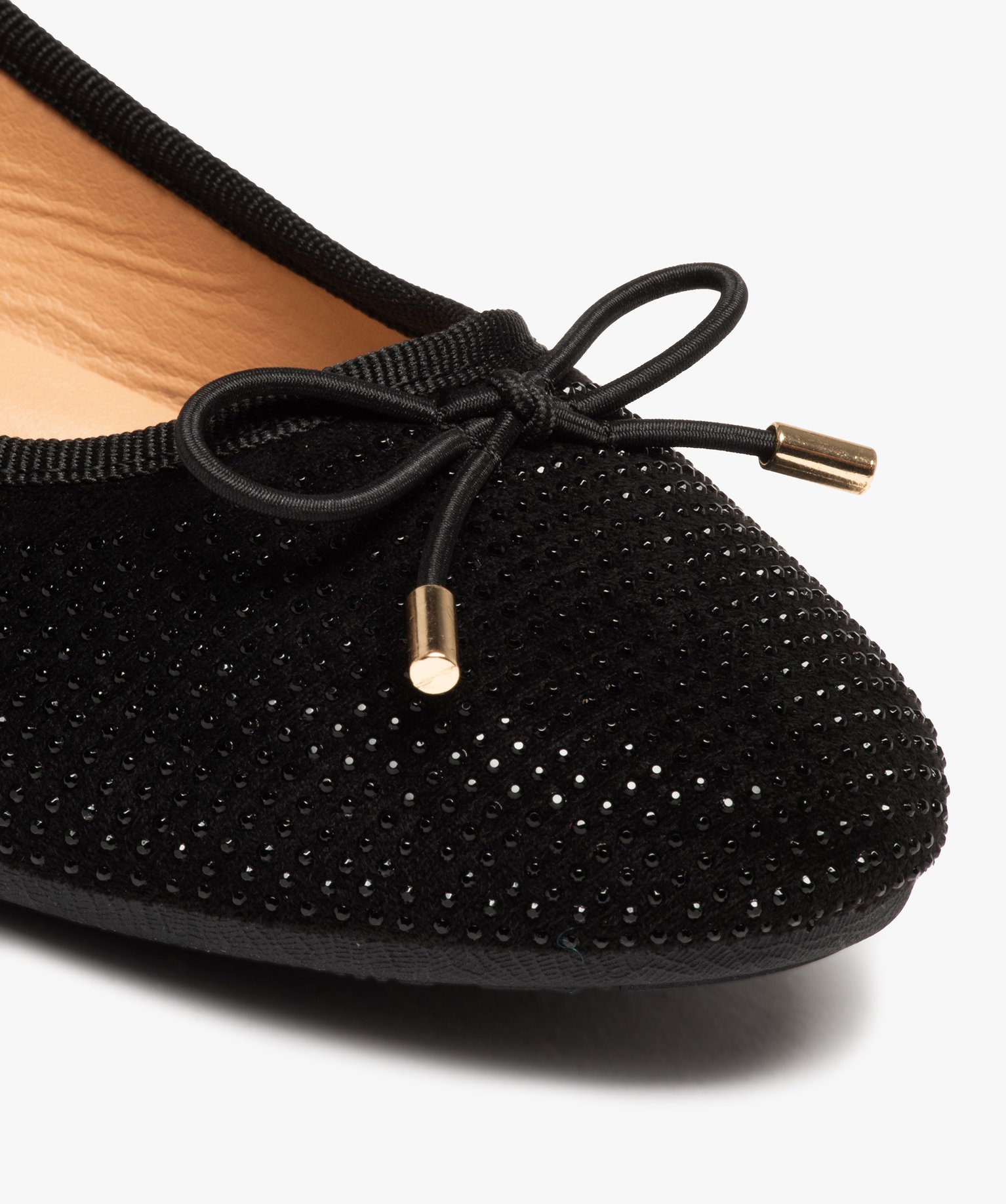Ballerines à strass avec n?ud décoratif femme noir | GEMO