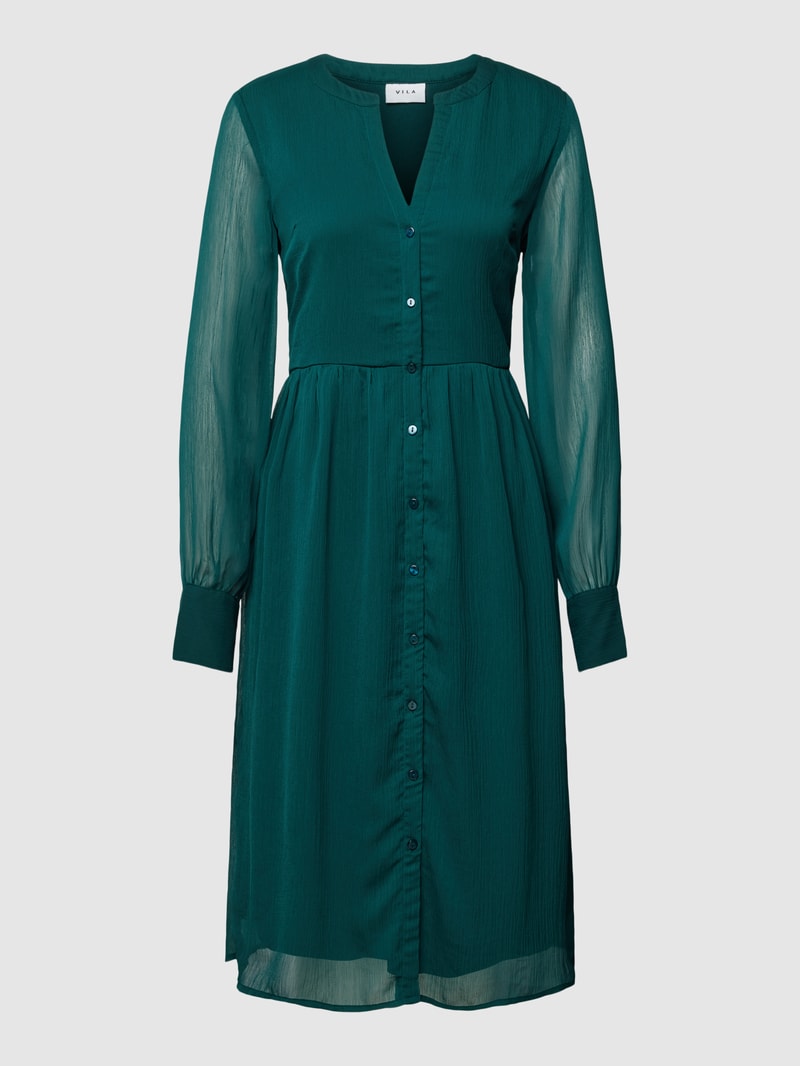 Midikleid mit Knopfleiste Modell 'FALIA' in dunkelgrün