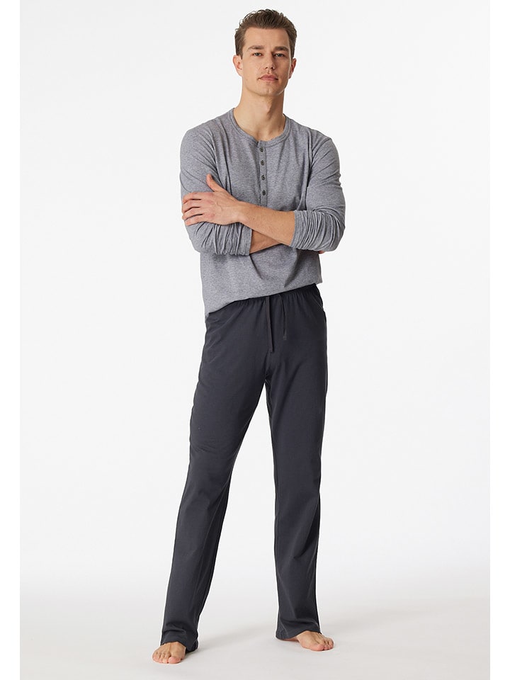 Schiesser Pyjama in Grau/ Anthrazit günstig kaufen