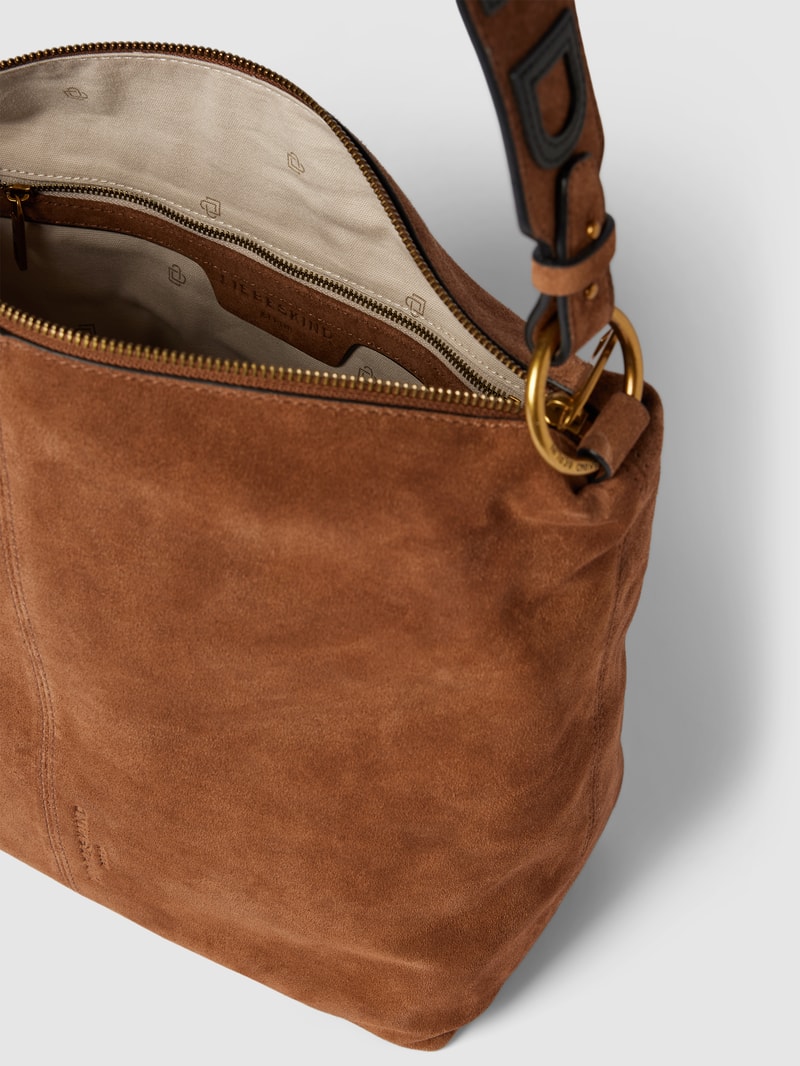 Hobo Bag aus Leder mit Label-Detail Modell 'AISSA SUEDE' in haselnuss braun