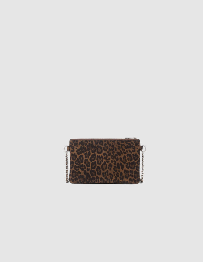 La pochette 111 camel cuir velours motif léopard Femme