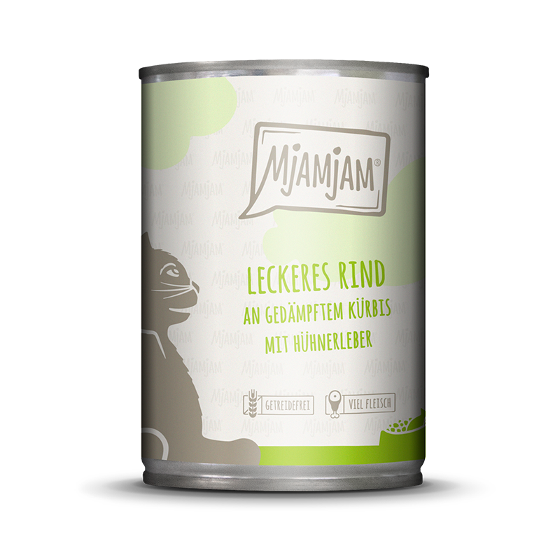 MjAMjAM Nassfutter MjAMjAM 6x400g Rind an Kürbis mit Hühnerleber
