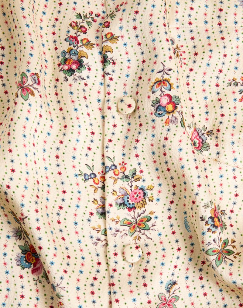 Valentino silke bowlingskjorte med blomsterprint i papir