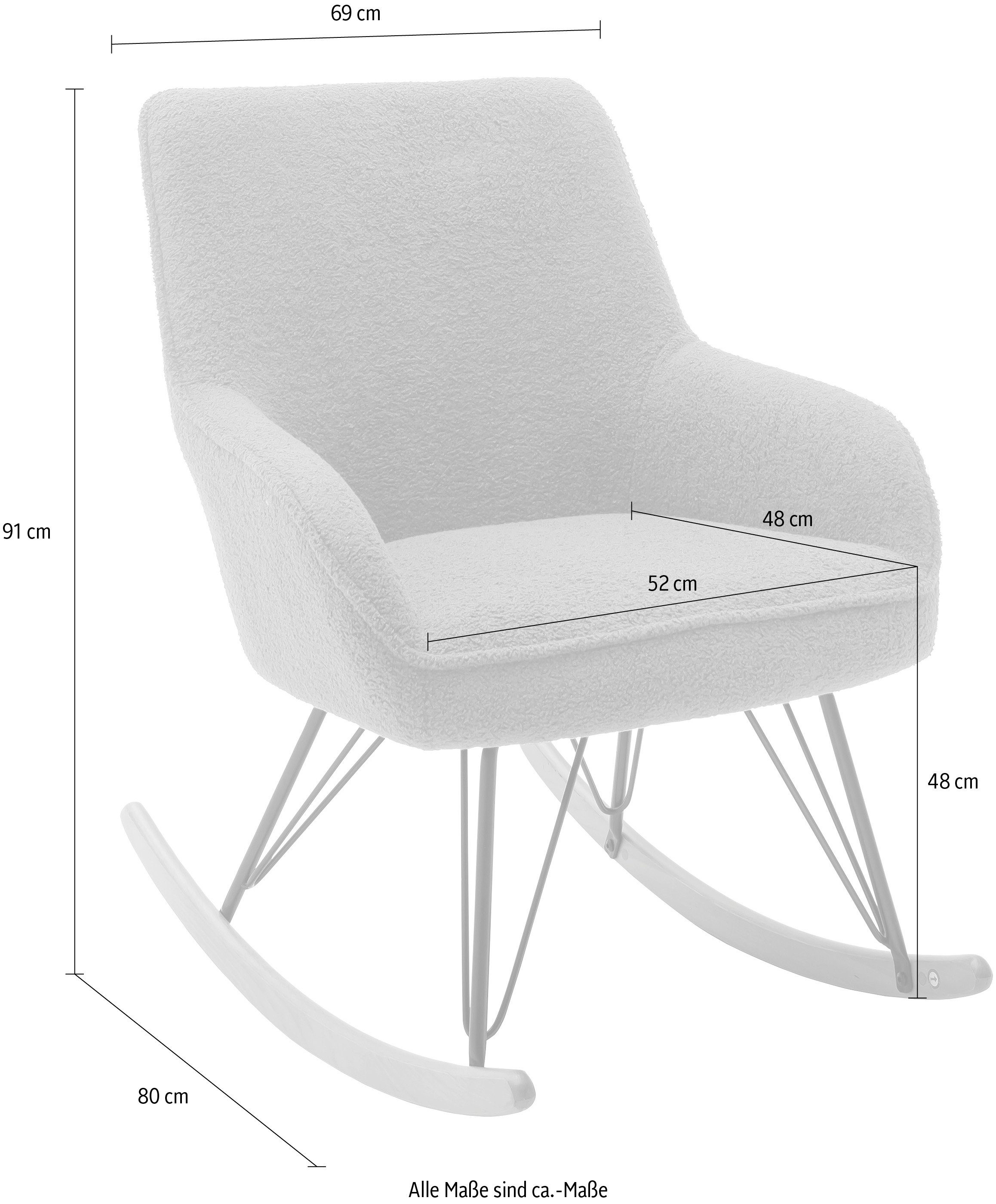 MCA furniture Schaukelstuhl Oran, Kufenstuhl mit Armlehne, bis 120 kg belastbar, Komfortsitzhöhe 49 cm
