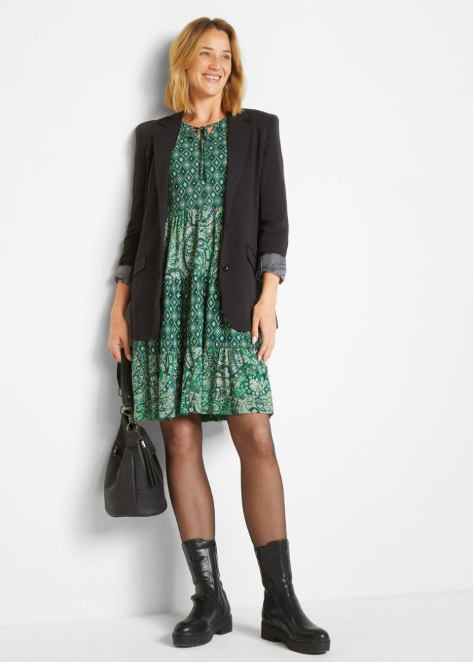 Kurzes Jerseykleid aus Baumwoll- Viskose Mischung, A-Linie