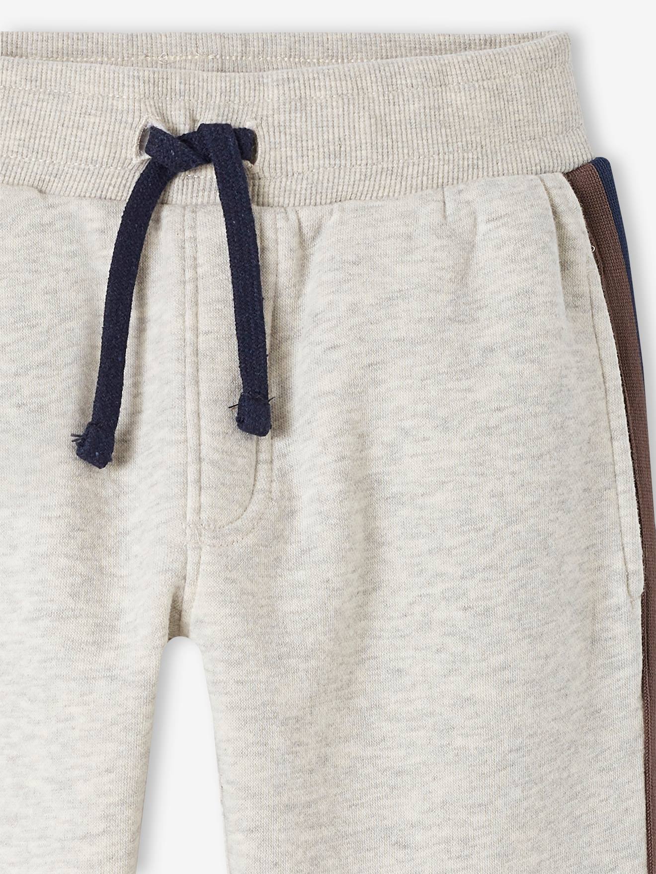 Jogging bandes côtés garçon beige chiné