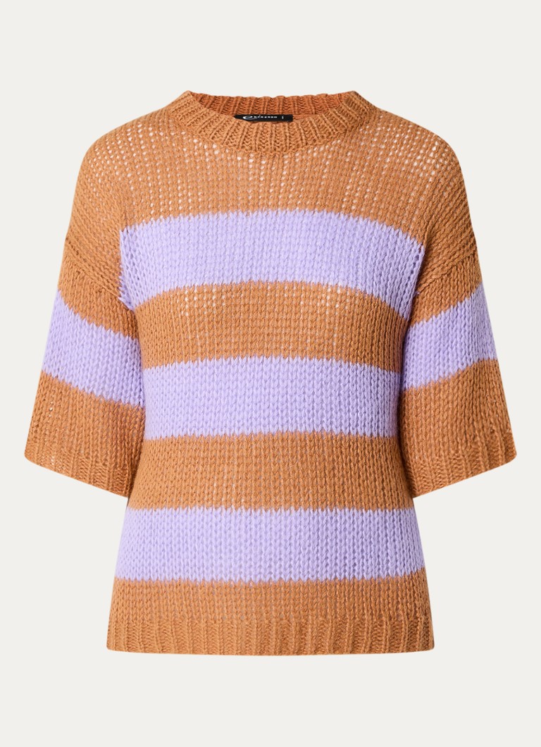 Expresso Chunky knit top in alpaca wool blend with stripe print