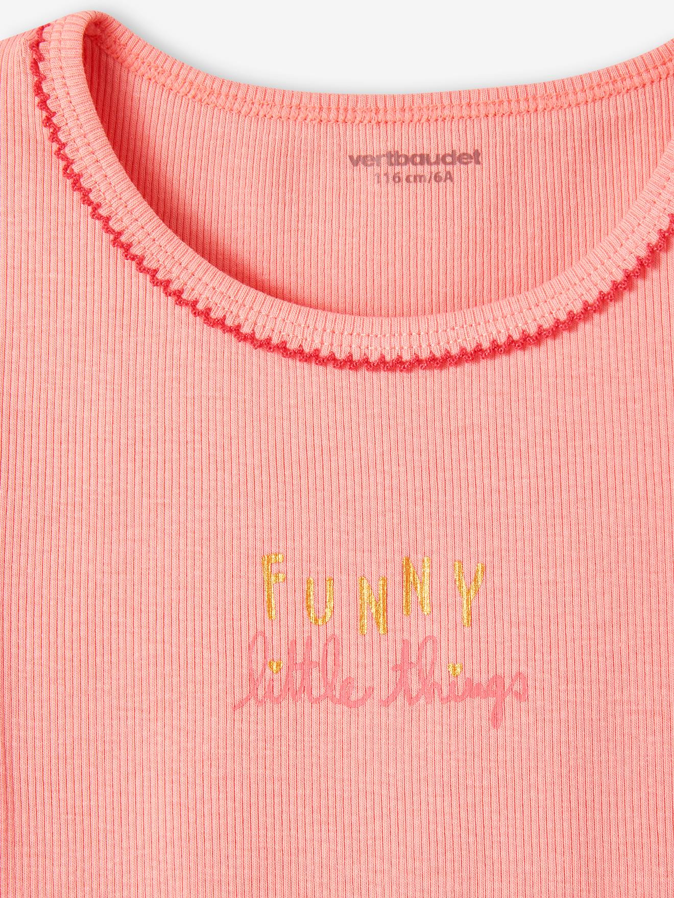 Vertbaudet 3er-Pack Mädchen T-Shirts, Ripp Oeko-Tex - rosa nude