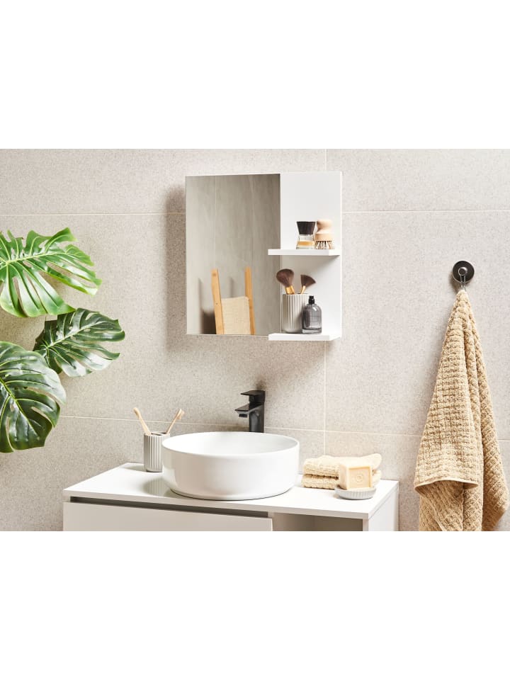 Beliani Badezimmerspiegel PELOTAS in Weiß - (W) 45 x (H) 45 x (L) 14 cm günstig kaufen onesize