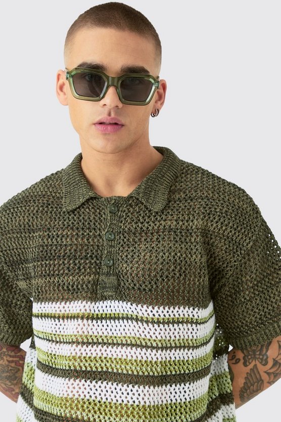 Kastiges Oversize Poloshirt mit Farbverlauf