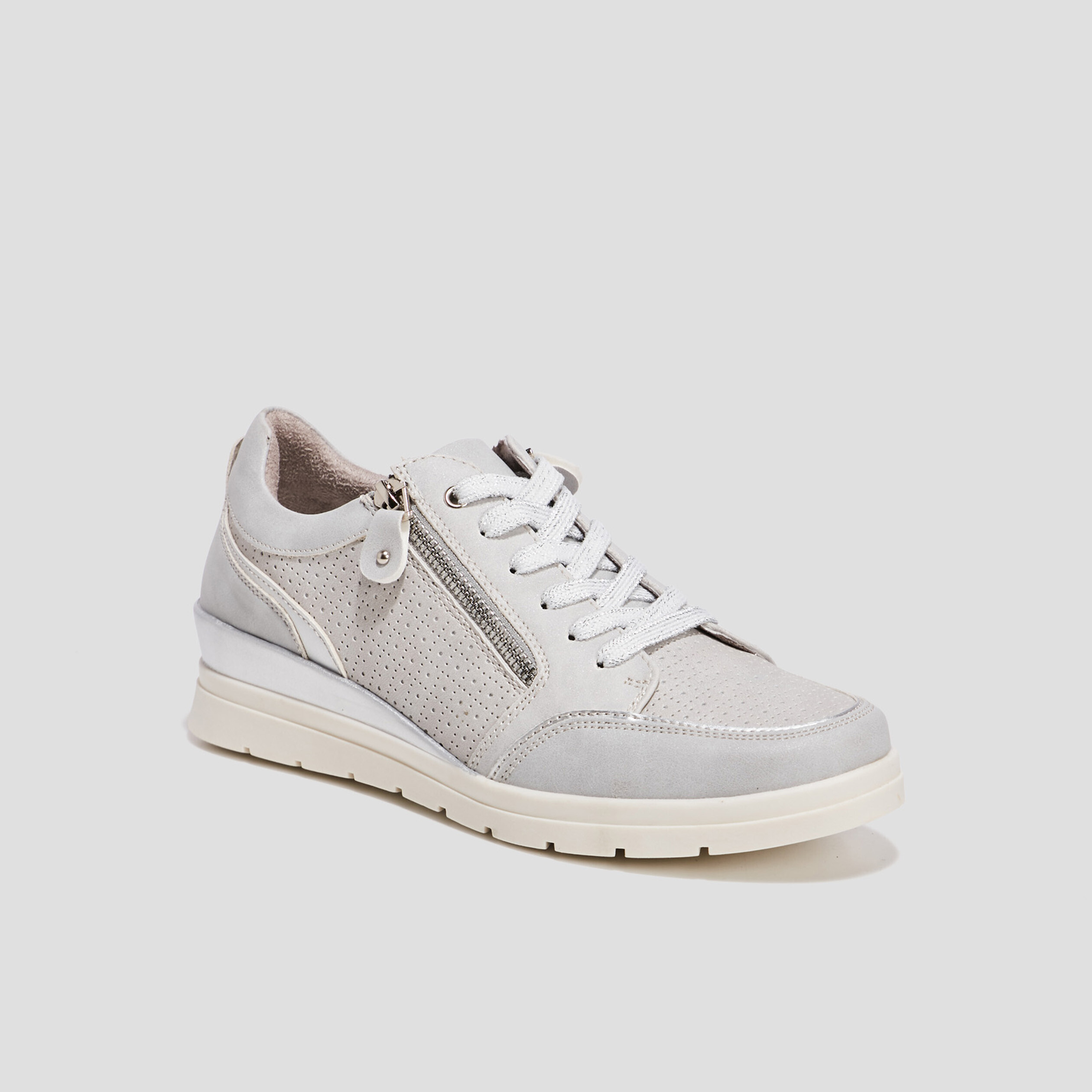 Tennis à lacets zippées gris femme | La Halle