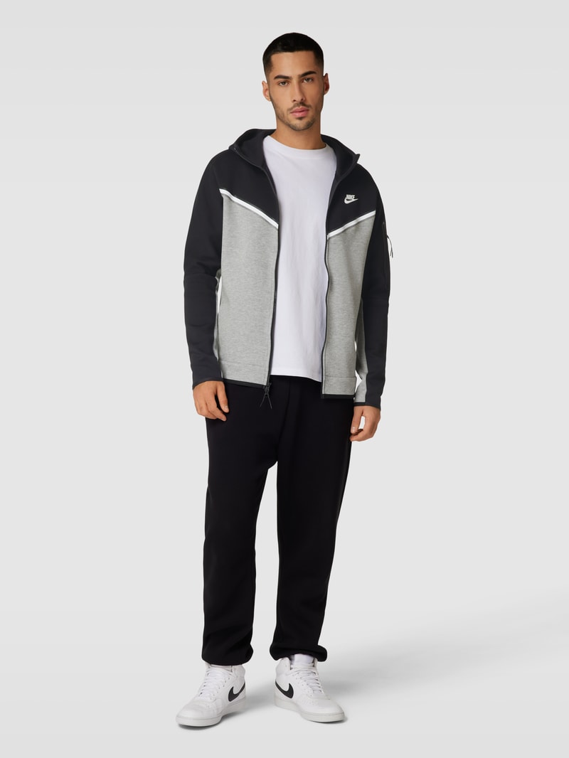 Sweatjacke in Two-Tone-Machart in silber meliert