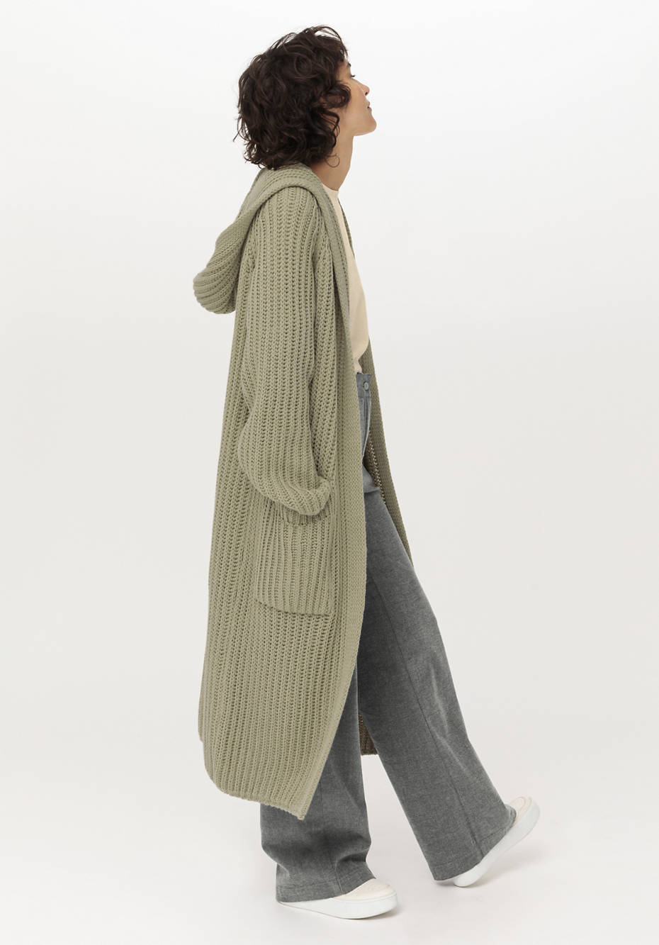 Strickmantel aus Bio-Baumwolle und Bio-Merinowolle
