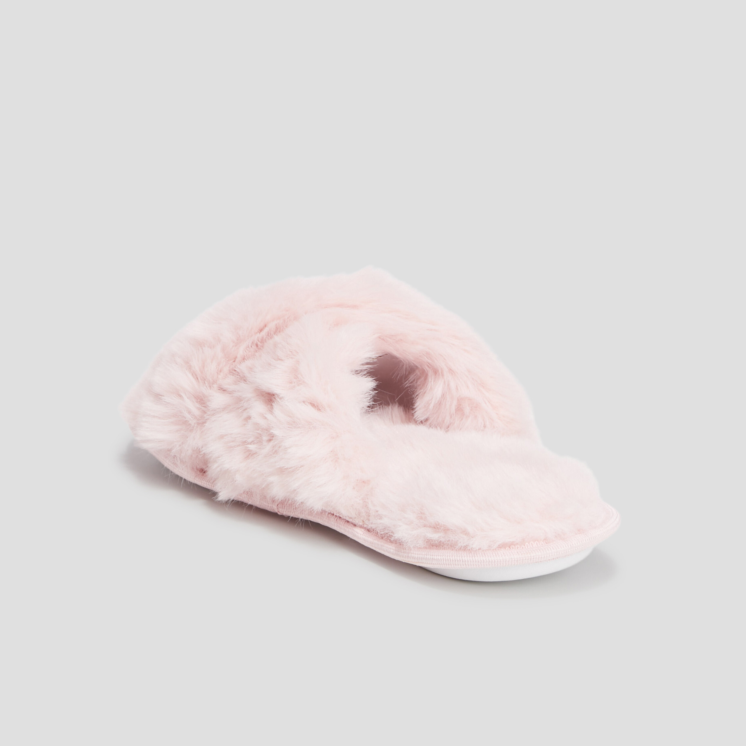 Chaussons mules fausse fourrure rose femme | La Halle