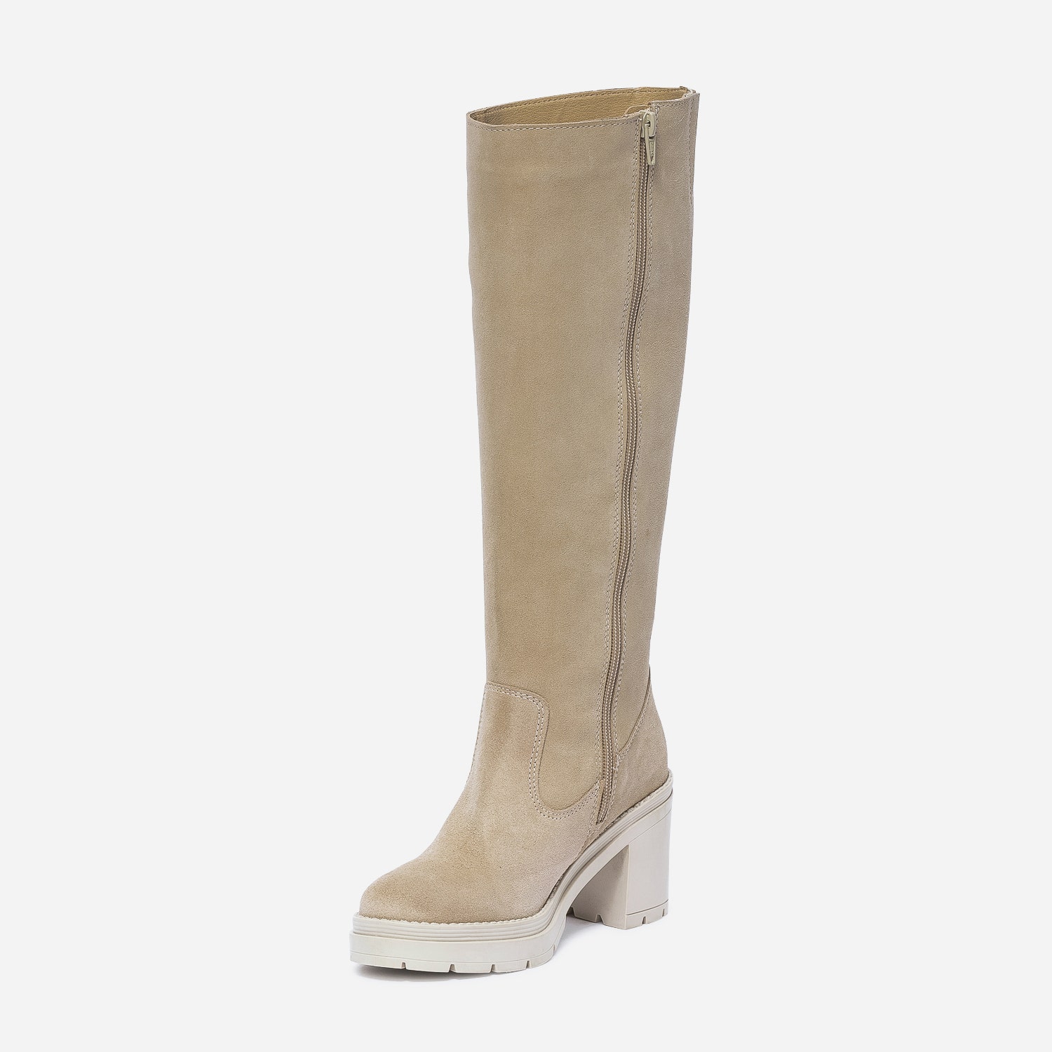 Botte TEXTO beige éco-conçue en cuir velours