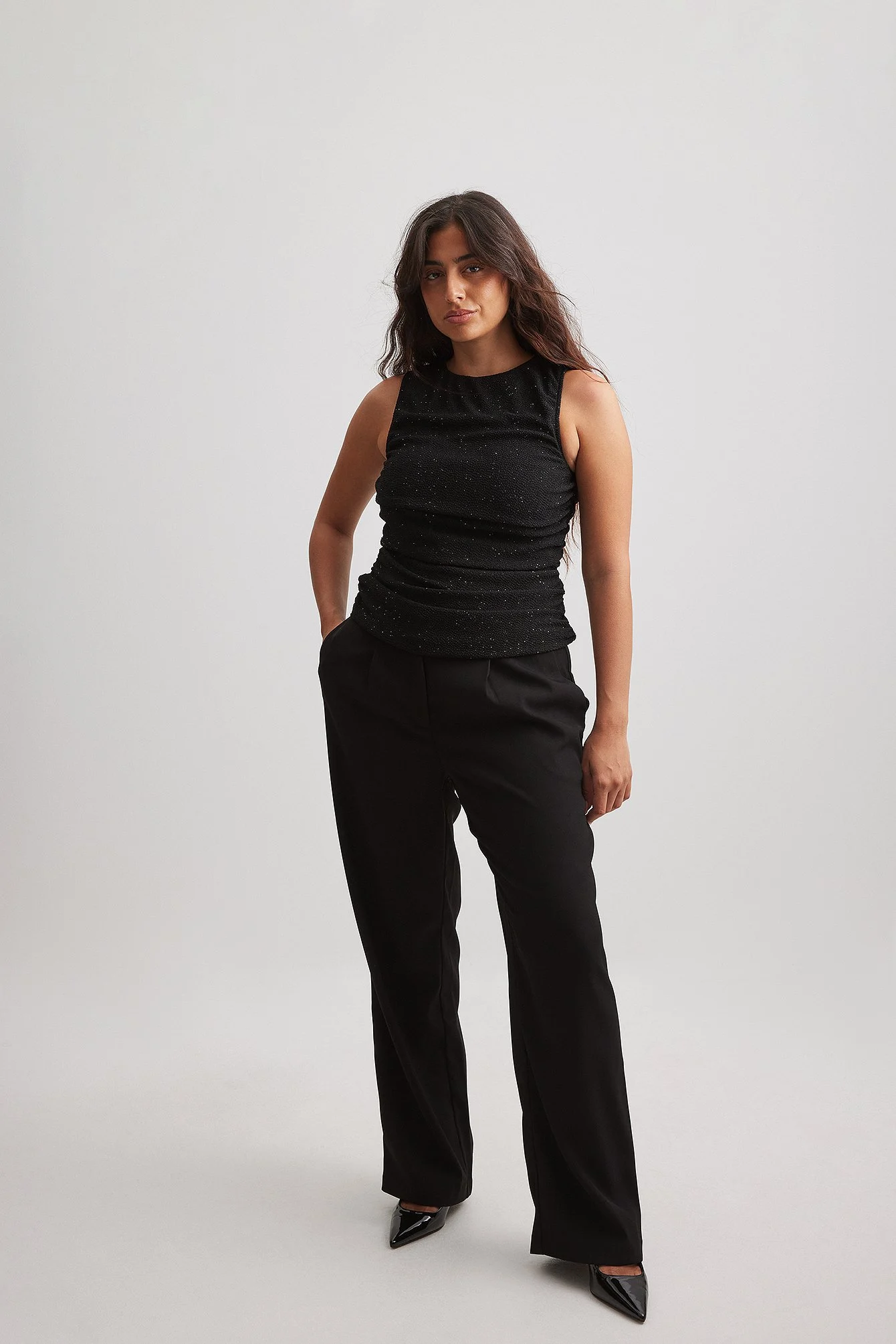 Drapiertes Glitzer-Top