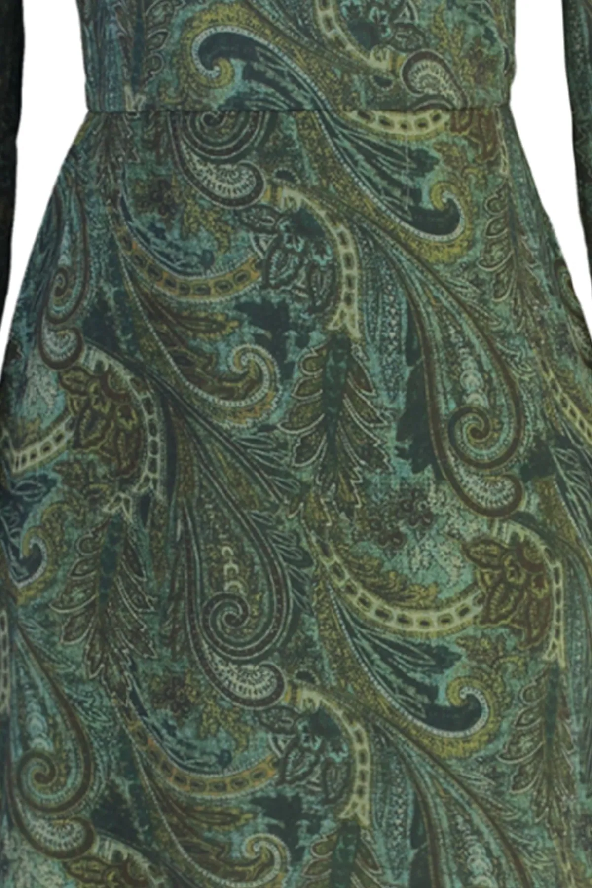 Trendyol Collection  Grünes Volant-Webkleid mit Paisley-Muster TWOAW23EL01436