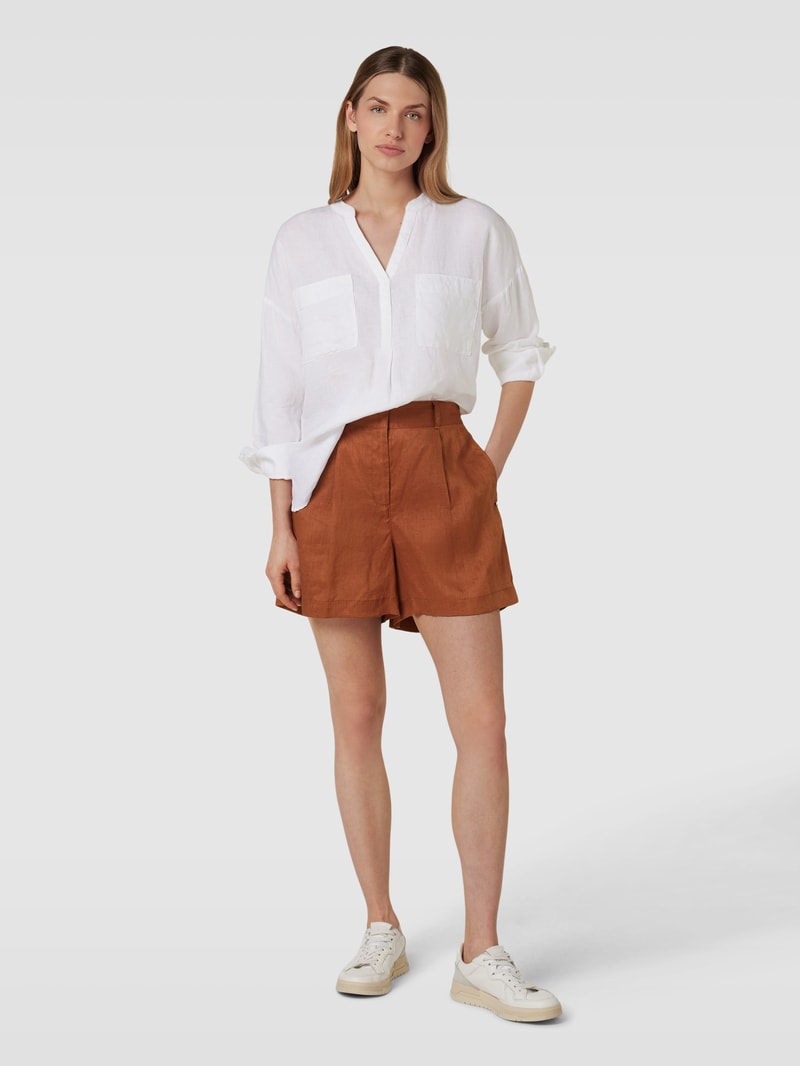 Leinenshorts mit fixierten Bundfalten Modell 'SVEZIA' in mittelbraun