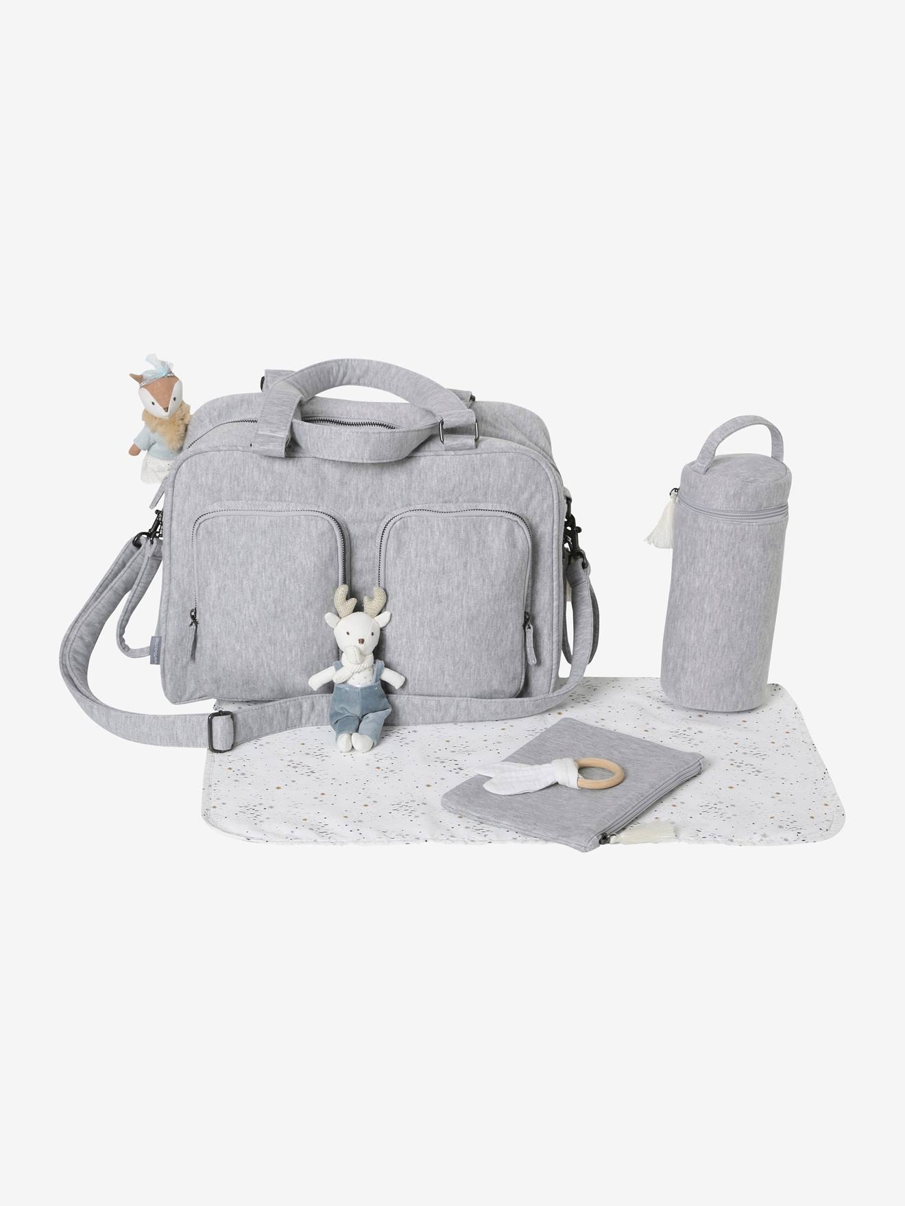 Vertbaudet Wickeltasche FAMILY, Sweatware, personalisierbar - grau meliert