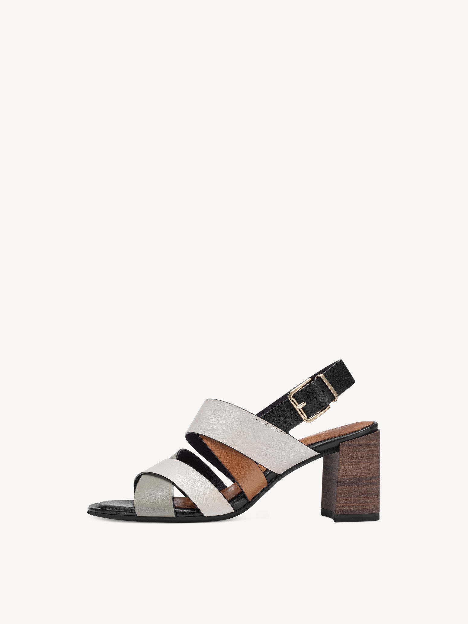 Sandale à talon en cuir - beige
