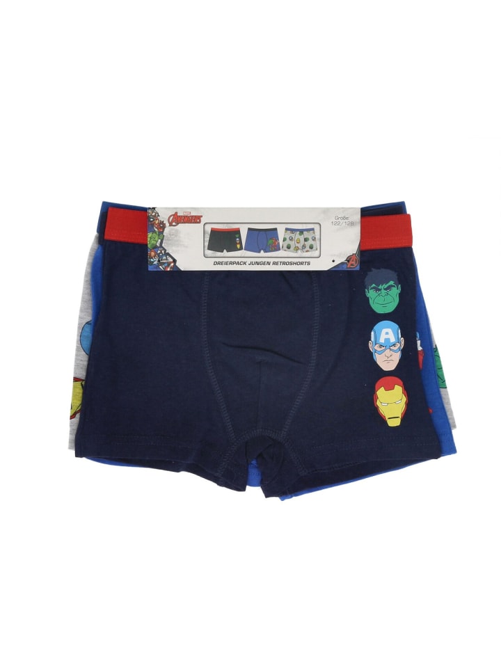 Avengers Boxershorts 3er Pack  Bunt & bequem 100% Baumwolle Unterhose in mehrfarbig günstig kaufen