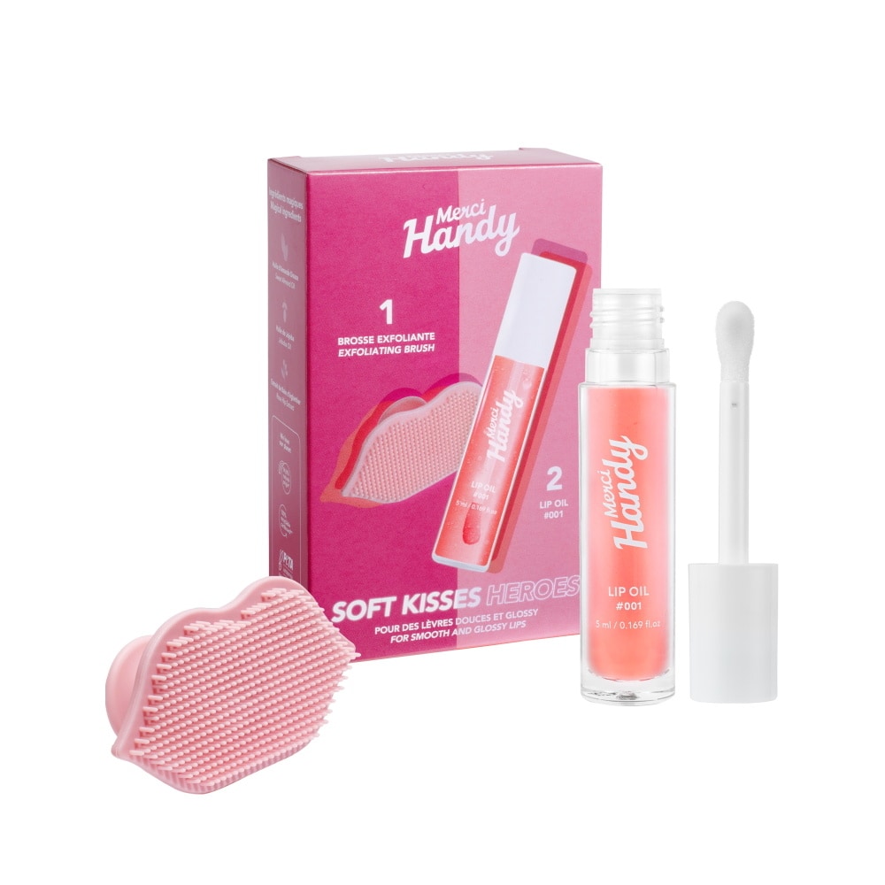 Merci Handy Soft Kisses Heroes Lip oil et brosse exfoliante