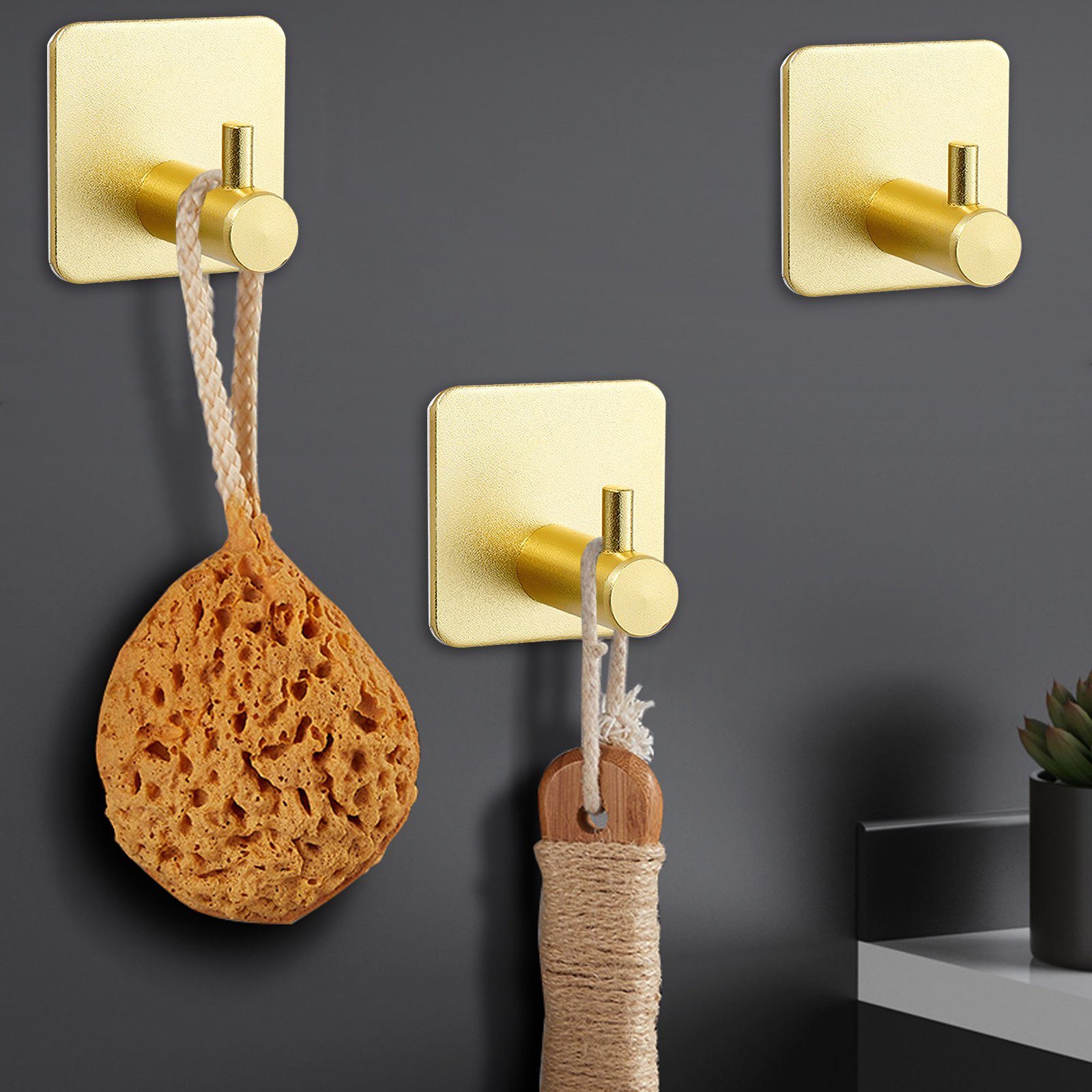 MDHAND Wandhaken Handtuchhaken aus Edelstahl, Badezimmer, Türen, Badewannen, Küche, (set, 4-St., 4 Stk), ohne Bohren, Rostfrei, Wasserfest