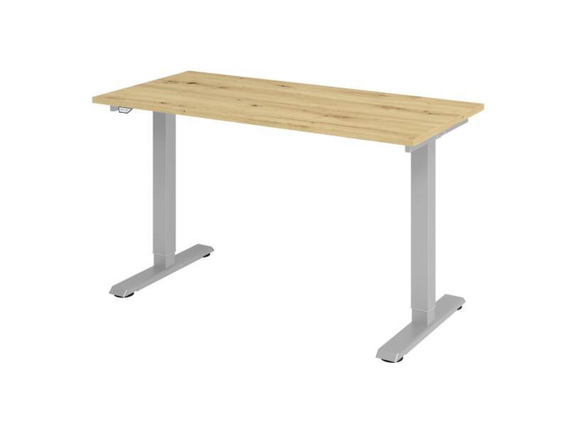 Hammerbacher Sitz-Steh-Arbeitsplatz XMST614 Asche Eiche Silber