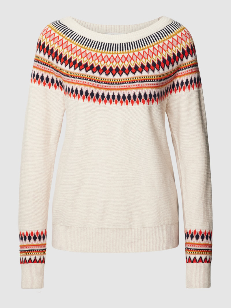 Strickpullover mit Zickzack-Muster in offwhite