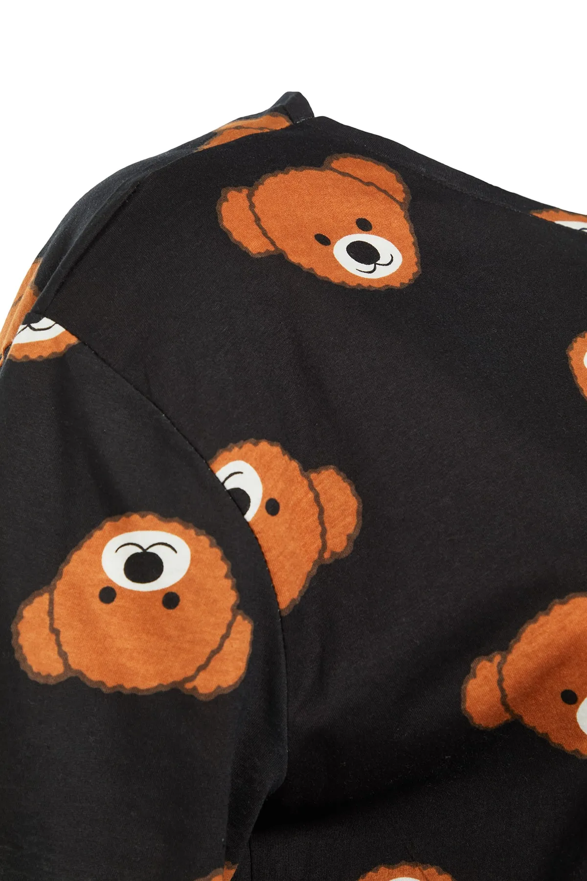 Trendyol Curve  Anthrazitfarbenes Pyjama-Set aus Strick mit Teddybär-Muster TBBAW23AI00039