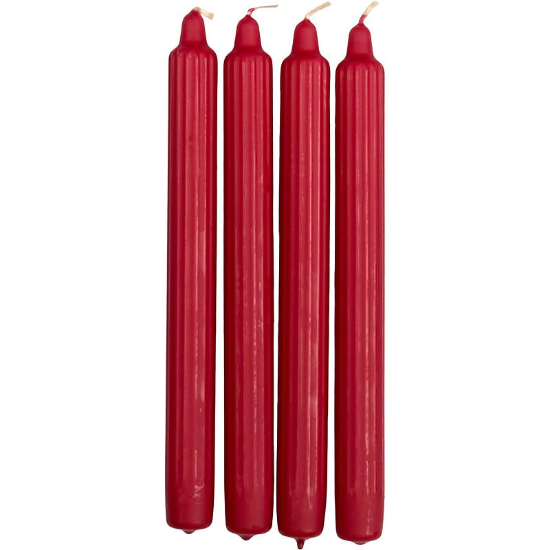 Vie Selected Kronelys 4-pk 24 cm rillet parafin rød