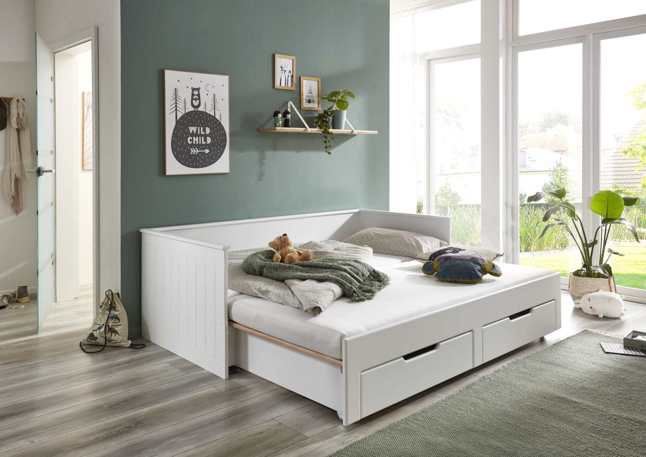 Relita Funktionsbett Clara 90x 200 auf 180 x 200 cm Liegefläche ausziehbar u. 2 Schubladen