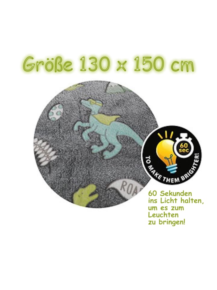 miniHeld Kinderdecke Kuscheldecke Dinosaurier leuchten im Dunkeln 130x150cm 0 Monate günstig kaufen onesize